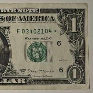 RARE One Dollar Bill‎ Star Note Series 2017A F03402104* - Low Run (B275)